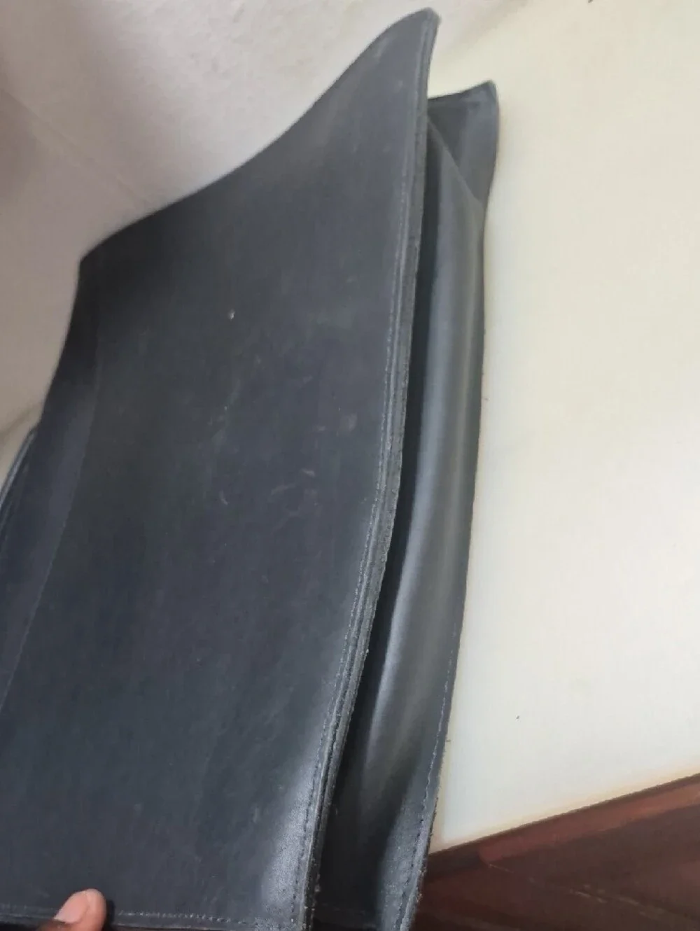Tannery West Black Leather Briefcase Messenger with Silver Clasp